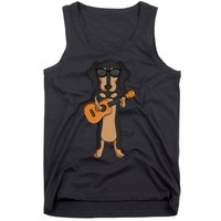 Dachshund Dog Playing Ukulele funny Guitar Tank Top