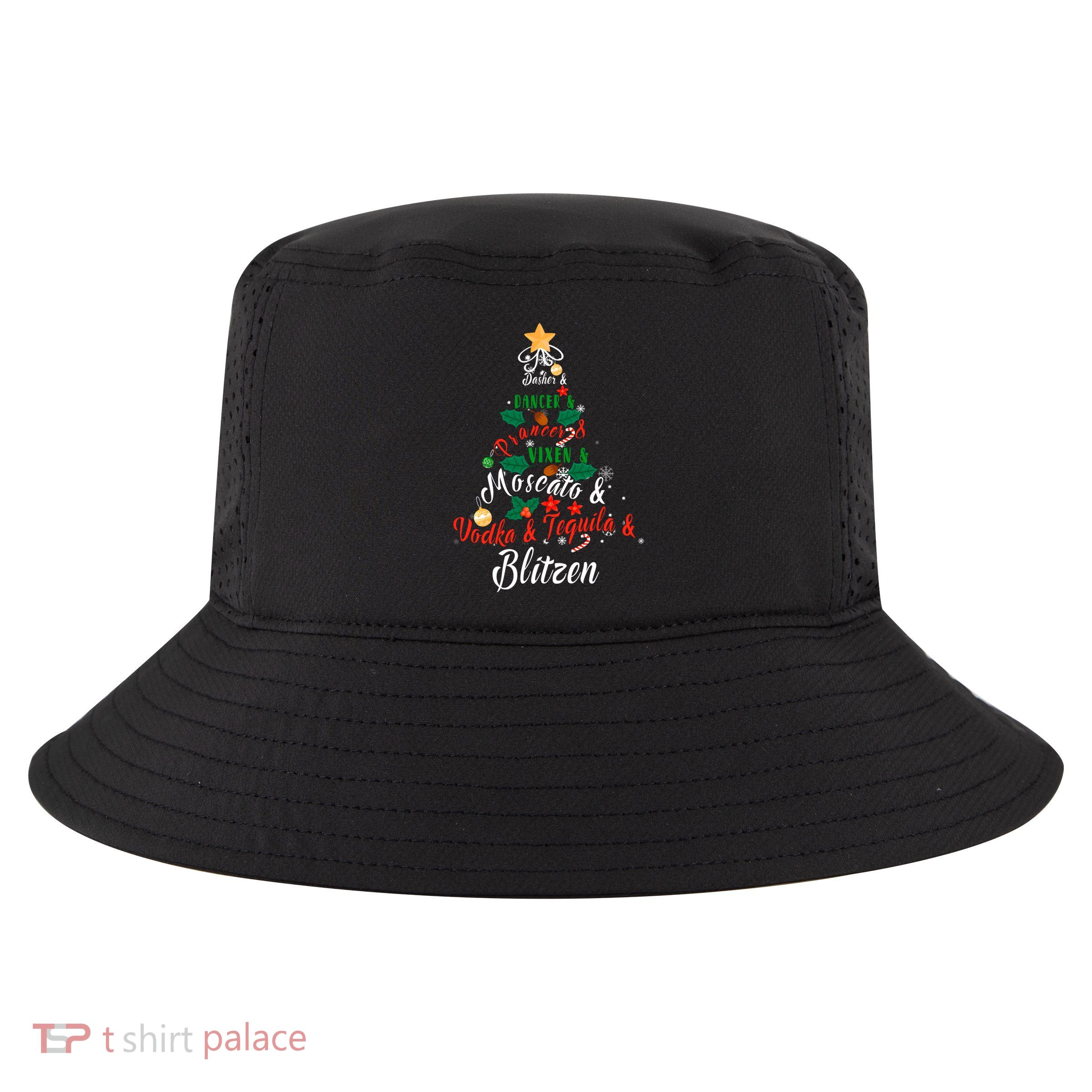 Dasher Dancer Prancer Vixen Moscato Vodka Tequila Blitzen Gift Cool Comfort Performance Bucket Hat