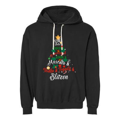 Dasher Dancer Prancer Vixen Moscato Vodka Tequila Blitzen Gift Garment-Dyed Fleece Hoodie