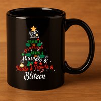 Dasher Dancer Prancer Vixen Moscato Vodka Tequila Blitzen Gift 11oz C Handle Ceramic Mug