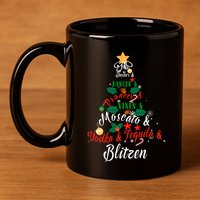 Dasher Dancer Prancer Vixen Moscato Vodka Tequila Blitzen Gift 11oz C Handle Ceramic Mug