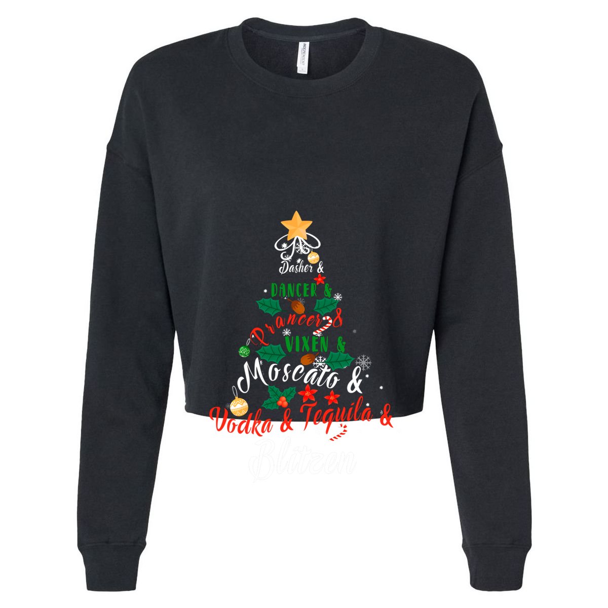 Dasher Dancer Prancer Vixen Moscato Vodka Tequila Blitzen Gift Women's Crop Top Tee