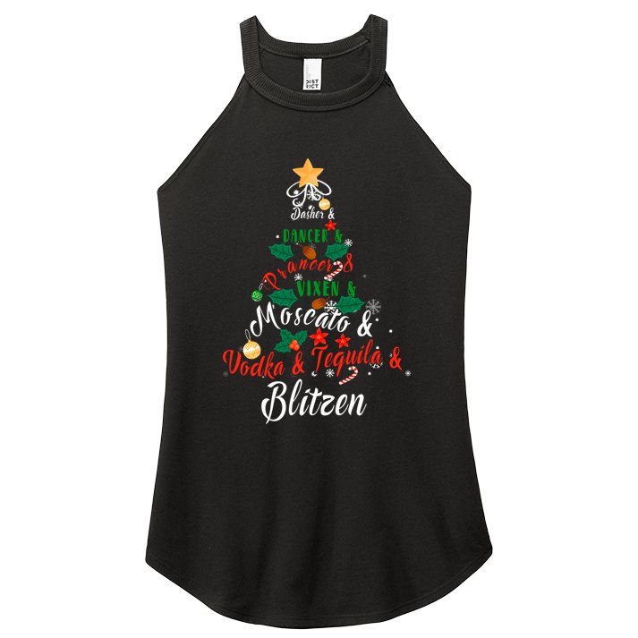 Dasher Dancer Prancer Vixen Moscato Vodka Tequila Blitzen Gift Women's Perfect Tri Rocker Tank