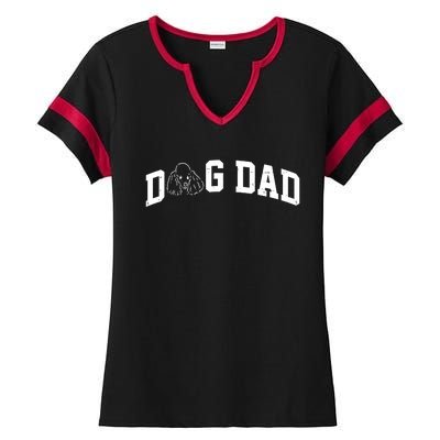 Dog Dad Poodle Gift For Father's Day Ladies Halftime Notch Neck Tee