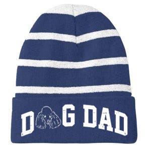 Dog Dad Poodle Gift For Father's Day Striped Beanie with Solid Band