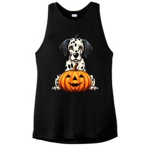 Dalmatian Dog Pumpkin Lazy Halloween Party Costume Gift Ladies PosiCharge Tri-Blend Wicking Tank