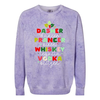 Dasher Dancer Prancer Vixen Moscato Vodka Tequila Blitzen Colorblast Crewneck Sweatshirt