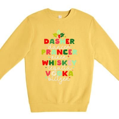 Dasher Dancer Prancer Vixen Moscato Vodka Tequila Blitzen Premium Crewneck Sweatshirt