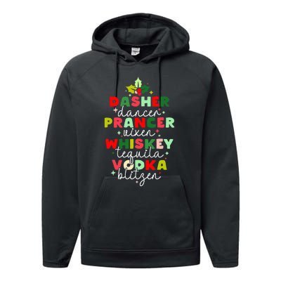 Dasher Dancer Prancer Vixen Moscato Vodka Tequila Blitzen Performance Fleece Hoodie