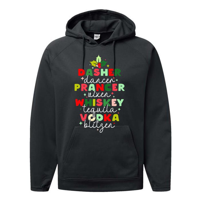 Dasher Dancer Prancer Vixen Moscato Vodka Tequila Blitzen Performance Fleece Hoodie