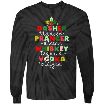 Dasher Dancer Prancer Vixen Moscato Vodka Tequila Blitzen Tie-Dye Long Sleeve Shirt