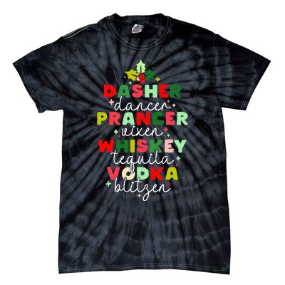 Dasher Dancer Prancer Vixen Moscato Vodka Tequila Blitzen Tie-Dye T-Shirt