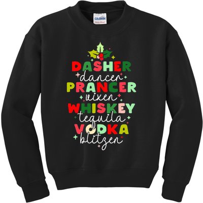 Dasher Dancer Prancer Vixen Moscato Vodka Tequila Blitzen Kids Sweatshirt