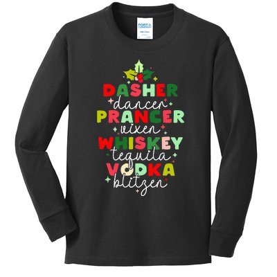 Dasher Dancer Prancer Vixen Moscato Vodka Tequila Blitzen Kids Long Sleeve Shirt