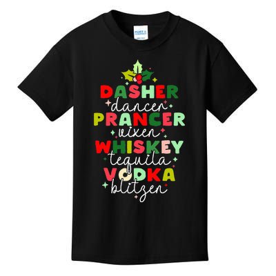 Dasher Dancer Prancer Vixen Moscato Vodka Tequila Blitzen Kids T-Shirt