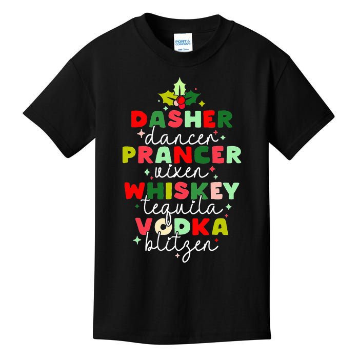 Dasher Dancer Prancer Vixen Moscato Vodka Tequila Blitzen Kids T-Shirt