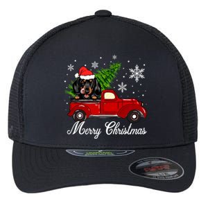 Dachshund Dog Riding Red Truck Christmas Decorations Pajama Gift Flexfit Unipanel Trucker Cap