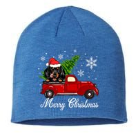 Dachshund Dog Riding Red Truck Christmas Decorations Pajama Gift Sustainable Beanie