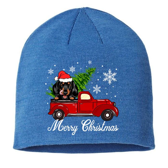 Dachshund Dog Riding Red Truck Christmas Decorations Pajama Gift Sustainable Beanie