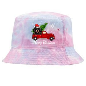 Dachshund Dog Riding Red Truck Christmas Decorations Pajama Gift Tie-Dyed Bucket Hat