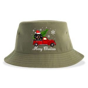 Dachshund Dog Riding Red Truck Christmas Decorations Pajama Gift Sustainable Bucket Hat