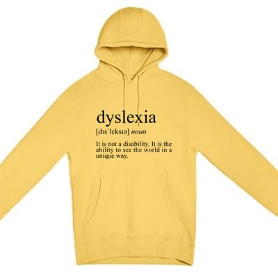 Dyslexia Definition Reading Specialist Dyslexia Awareness Gift Premium Pullover Hoodie