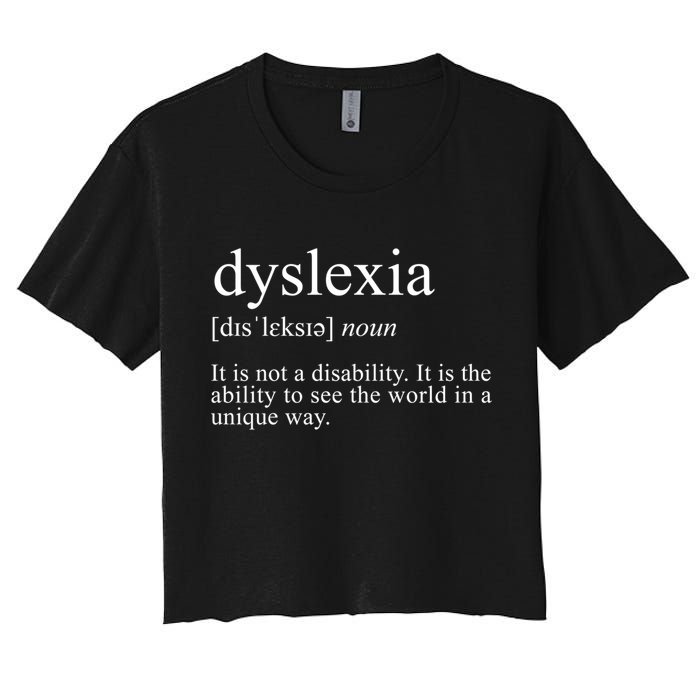 Dyslexia Definition Reading Specialist Dyslexia Awareness Gift Women's Crop Top Tee