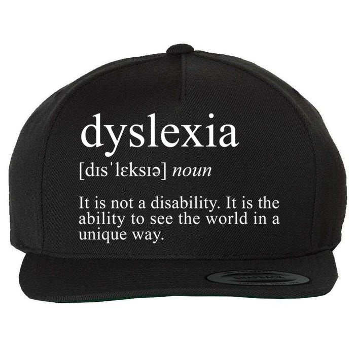 Dyslexia Definition Reading Specialist Dyslexia Awareness Gift Wool Snapback Cap
