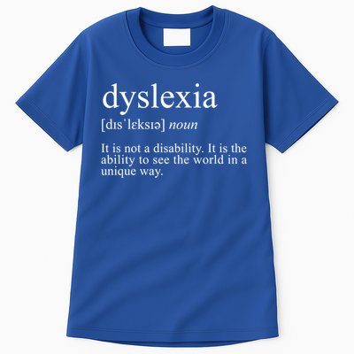 Dyslexia Definition Reading Specialist Dyslexia Awareness Gift Tall T-Shirt
