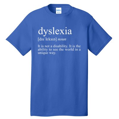 Dyslexia Definition Reading Specialist Dyslexia Awareness Gift Tall T-Shirt