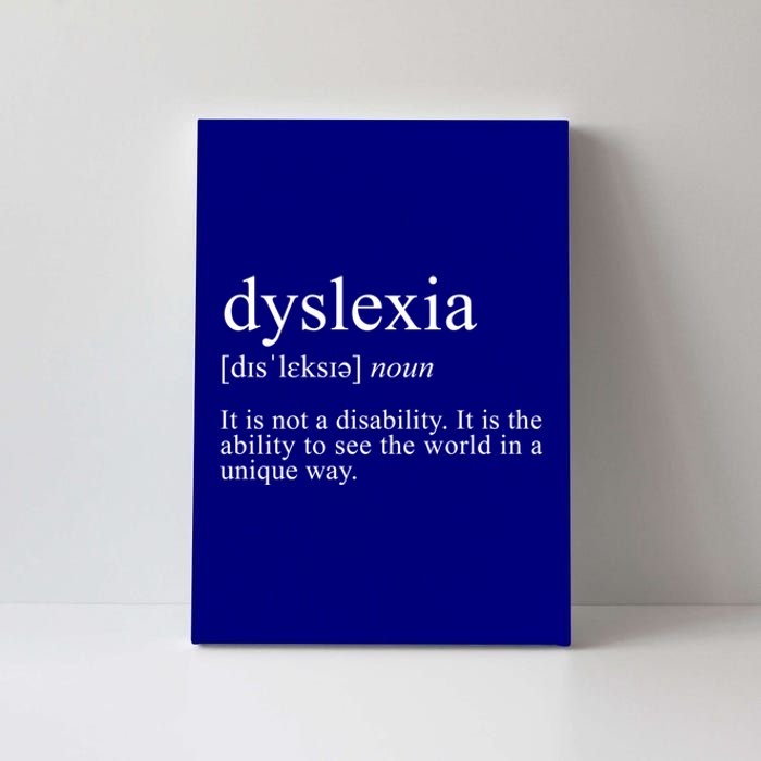 Dyslexia Definition Reading Specialist Dyslexia Awareness Gift Canvas