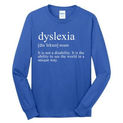 Dyslexia Definition Reading Specialist Dyslexia Awareness Gift Tall Long Sleeve T-Shirt