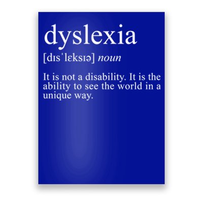 Dyslexia Definition Reading Specialist Dyslexia Awareness Gift Poster