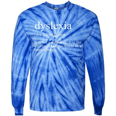 Dyslexia Definition Reading Specialist Dyslexia Awareness Gift Tie-Dye Long Sleeve Shirt