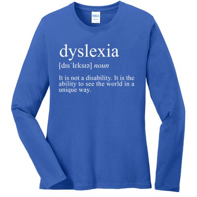 Dyslexia Definition Reading Specialist Dyslexia Awareness Gift Ladies Long Sleeve Shirt