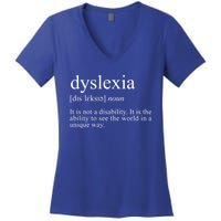 Dyslexia Definition Reading Specialist Dyslexia Awareness Gift Women's V-Neck T-Shirt