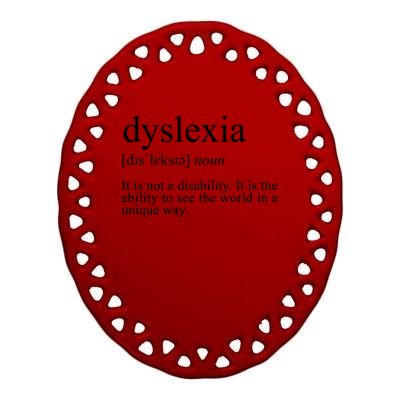 Dyslexia Definition Reading Specialist Dyslexia Awareness Gift Ceramic Oval Ornament