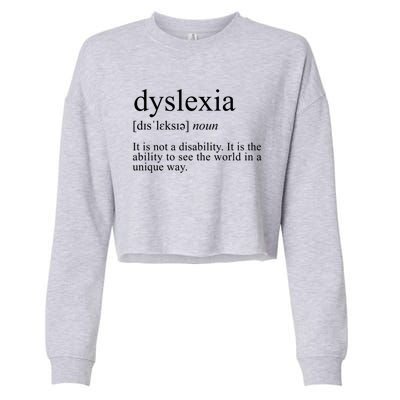 Dyslexia Definition Reading Specialist Dyslexia Awareness Gift Cropped Pullover Crew