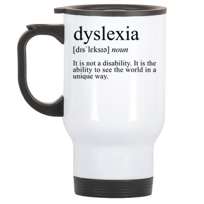 Dyslexia Definition Reading Specialist Dyslexia Awareness Gift Stainless Steel Travel Mug