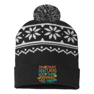 Dinosaurs Didnt Read Funny Book Lover teacher USA-Made Snowflake Beanie