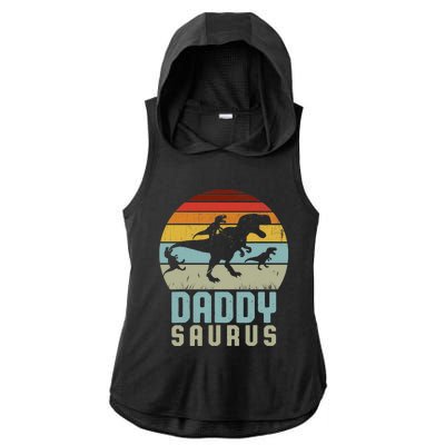 Daddysaurus Daddysaurus Rex Design Fathers Day Ladies PosiCharge Tri-Blend Wicking Draft Hoodie Tank