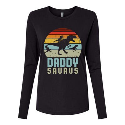 Daddysaurus Daddysaurus Rex Design Fathers Day Womens Cotton Relaxed Long Sleeve T-Shirt