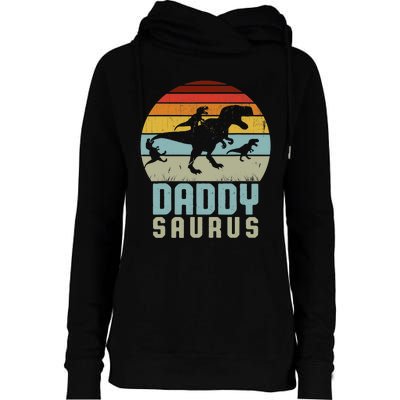 Daddysaurus Daddysaurus Rex Design Fathers Day Womens Funnel Neck Pullover Hood