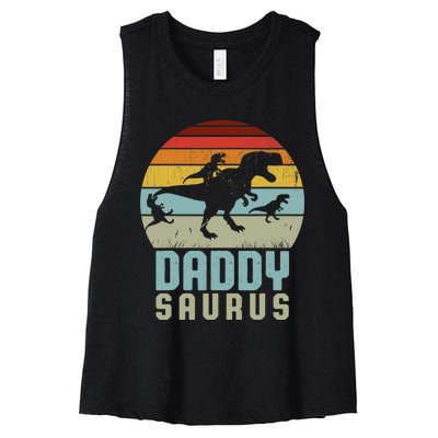 Daddysaurus Daddysaurus Rex Design Fathers Day Women's Racerback Cropped Tank