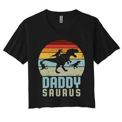 Daddysaurus Daddysaurus Rex Design Fathers Day Women's Crop Top Tee