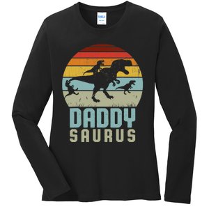 Daddysaurus Daddysaurus Rex Design Fathers Day Ladies Long Sleeve Shirt