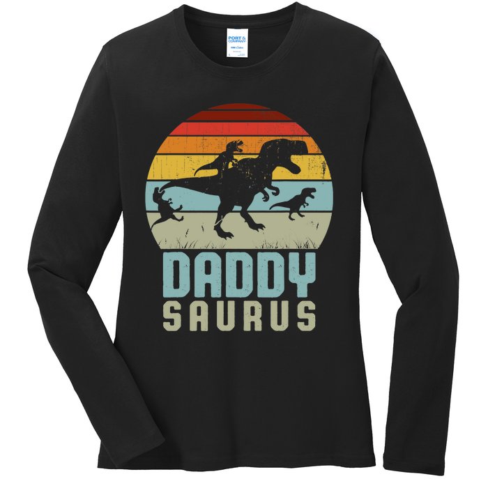 Daddysaurus Daddysaurus Rex Design Fathers Day Ladies Long Sleeve Shirt