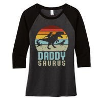 Daddysaurus Daddysaurus Rex Design Fathers Day Women's Tri-Blend 3/4-Sleeve Raglan Shirt