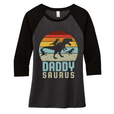 Daddysaurus Daddysaurus Rex Design Fathers Day Women's Tri-Blend 3/4-Sleeve Raglan Shirt