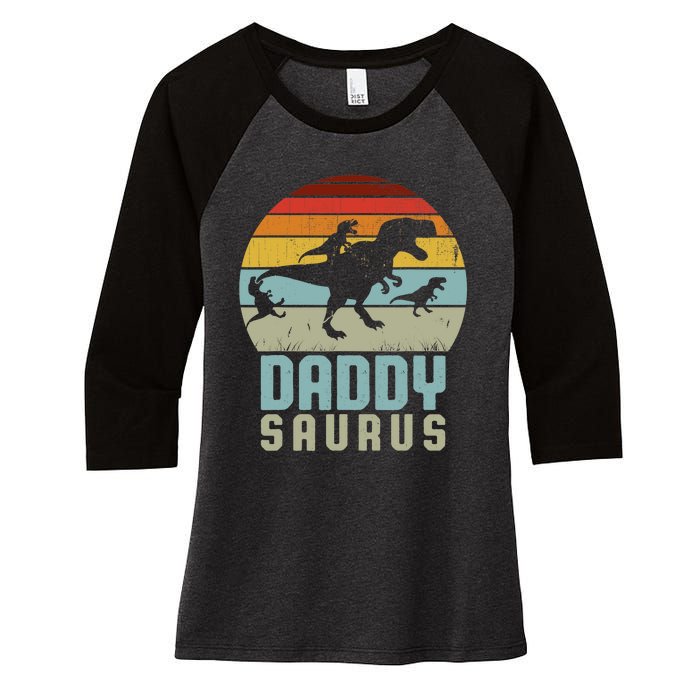 Daddysaurus Daddysaurus Rex Design Fathers Day Women's Tri-Blend 3/4-Sleeve Raglan Shirt